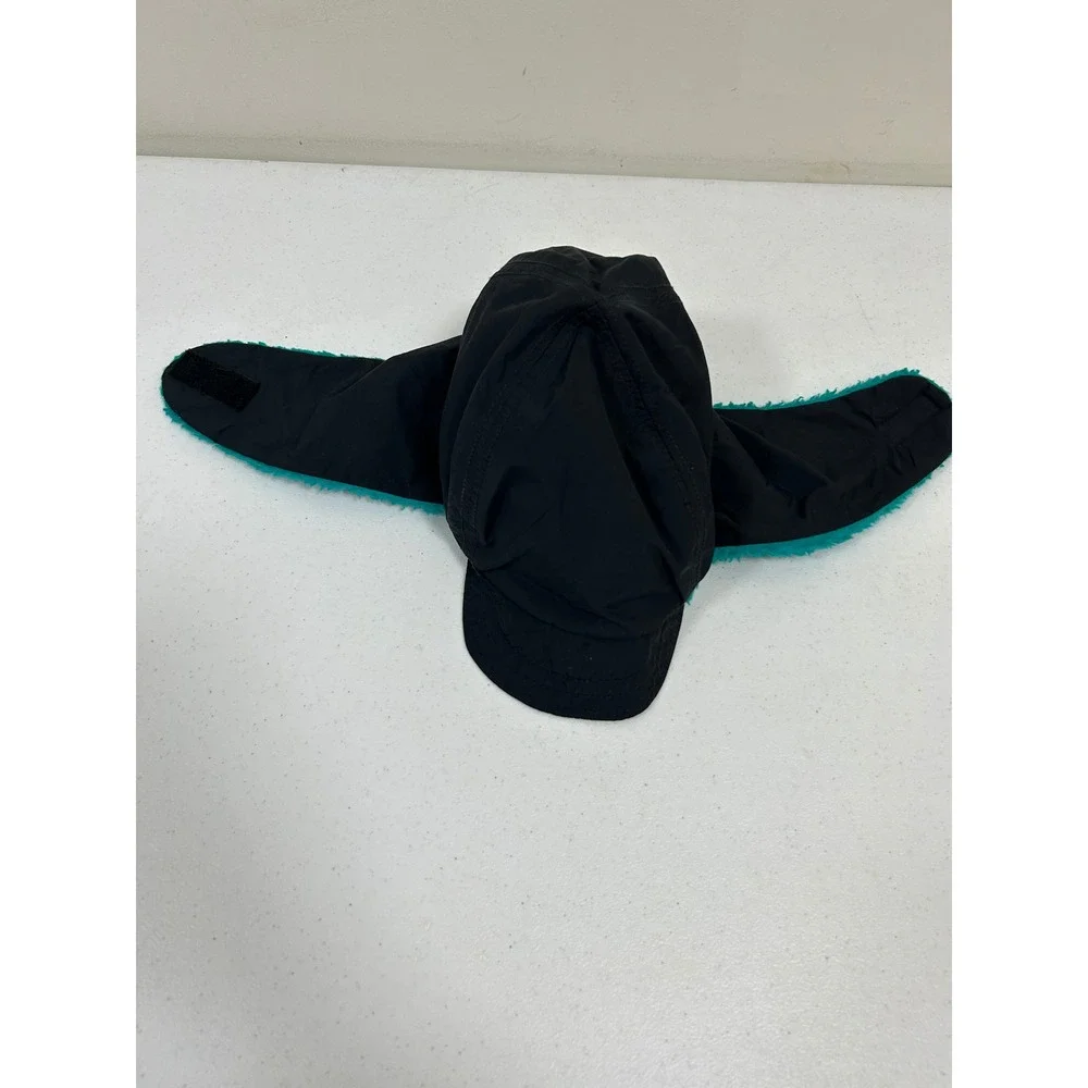 Vintage Columbia Sportswear Trapper Hat Black Teal Sherpa Lined Made‎ in USA S/M